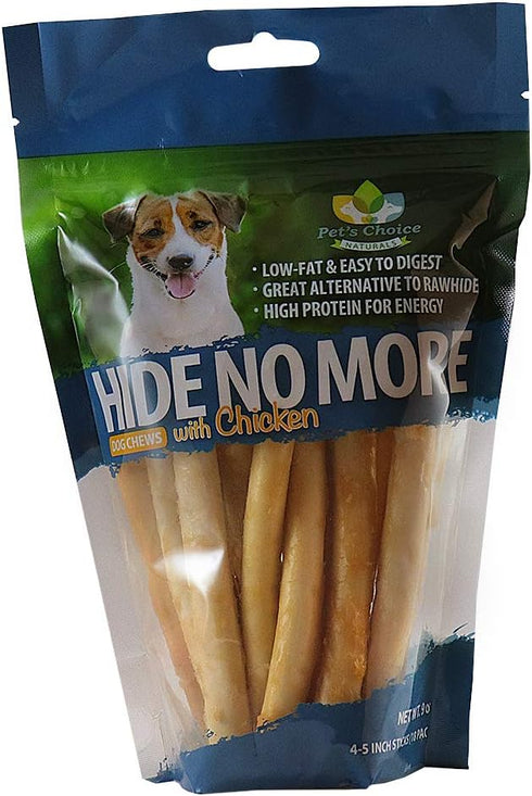 Pet’s Choice Pharmaceuticals HideNoMore, 18 ct - Rawhide Free Chicken Chew Treats for Dogs, 4-5"