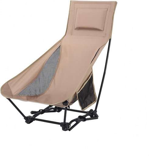 Eugelrom High Back Reclining Camping Chair for Adults Oversized Portable Folding Chair with Head Support & Widened