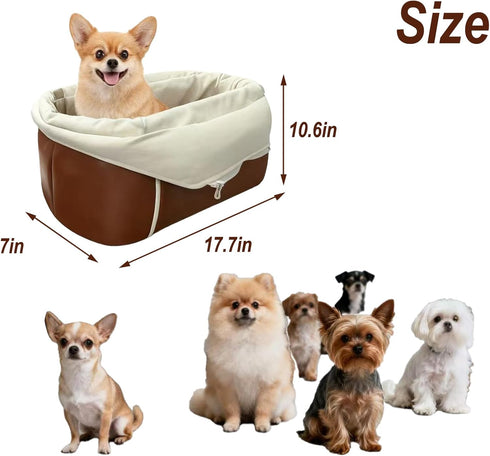 TBQA Portable Pet Travel Carrier, Small Dog Bed with Tether, Center Console Dog Sear, for Small Pet Carriers