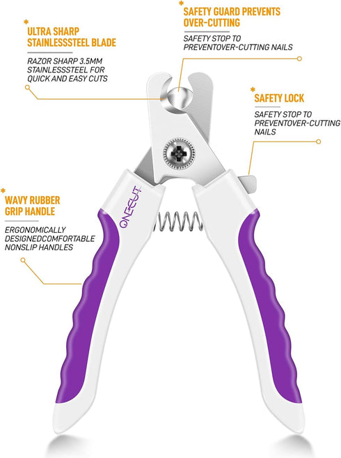 OneCut 6" Dog Nail Clippers, Professional Pet Nail Trimmers for Small, Medium, and Large Breeds (Purple)