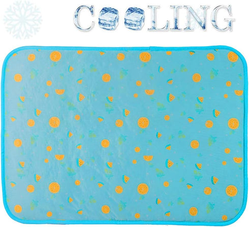 SEIS Dog Ice Pad - Ice Silk Cats Kennel Mat Pet Cooling Pad Summer Cool Bamboo Mat (Blue Fruit, L)