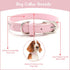 BINGPET Dog Leather Collar, Adjustable Real Split Leather Studded Pet Collar, Durable for Small Medium Large Dogs, Pink