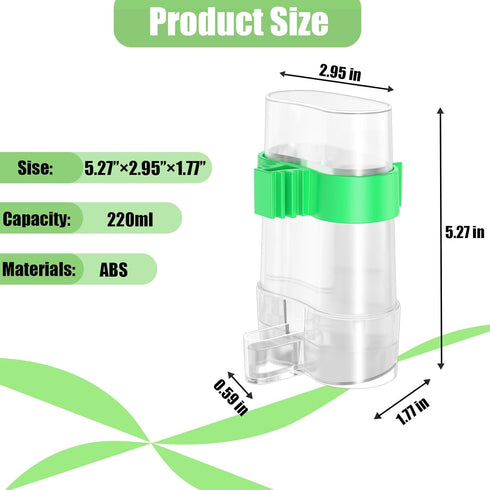 CLPOAWC Bird Water Dispenser, 2 Pcs Automatic Bird Feeder for Budgies, Parakeet Cage Accessories, Clear