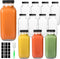GUANENA 12 Pack Glass Drink Bottles, 16 OZ Vintage Square Water Bottles