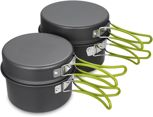 Gutsdoor Camping Cookware Set Lightweight Stackable Pot Pan Bowls Non-Stick Cooking Equipment with Storage Bag for