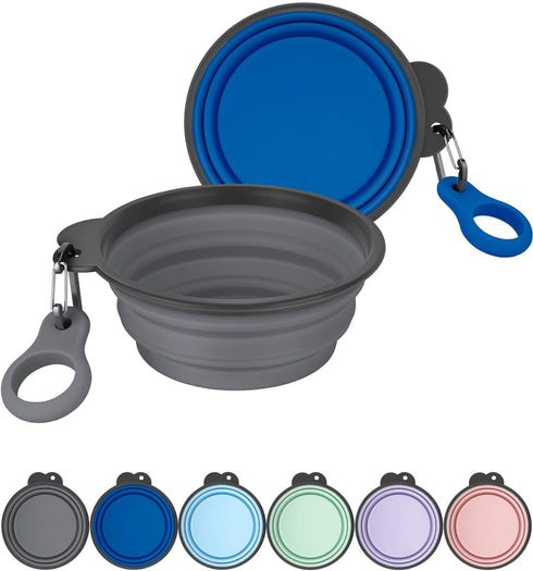Aonkey 2 Pack Collapsible Dog Bowls with Bottle Carrier, Travel Water Bowl, Foldable Silicone Portable for Pets