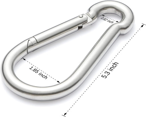sprookber Set of 6 Stainless Steel Spring Snap Hook Carabiners, 304 Stainless Steel Clips