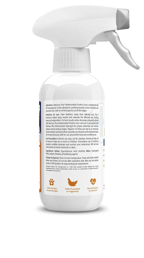 8 Vetericyn Plus Poultry Care Spray | Healing Aid and Skin Repair for Chicken Wounds, Pecking Injuries, Bumblefoot