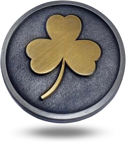 Irish Shamrock Ireland Clover Unique Magnetic Metal Golf Ball Marker with Hat Clip Accessory for Men & Women