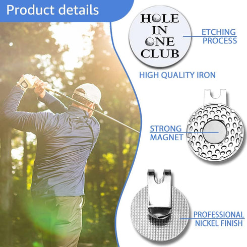 Hole in One Club Golf Ball Marker with Magnetic Hat Clip, Funny Gift for Men and Women Golfers