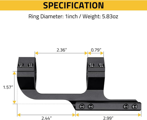 Offset CVLIFE Cantilever Scope Mounts, Dual Ring One-Piece Scope Mount, Lightweight Aluminum