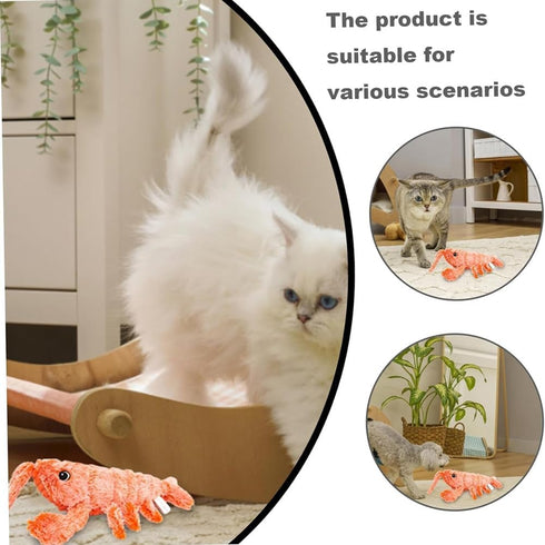 Kqcibz Floppy Lobster Dog Toys Plush Jumping Lobster Interactive Toy Motion Activated Moving Pet Toy, B
