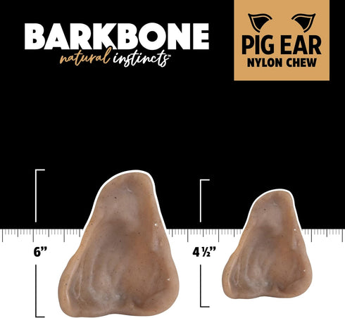 Pet Qwerks Pigs Ear BarkBone, Nylon Dog Bone for Aggressive Chewers, Bacon Flavor, 4.5"