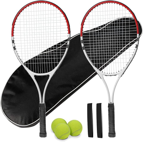 Pre-Strung Lightweight 27 Inch Tennis Racket, Recreational Adult Rackets for Men Women Students with Carry Bag