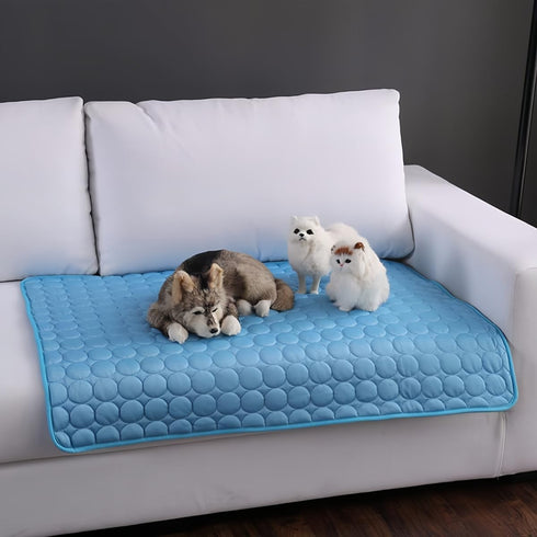 Dog Cooling Mat Washable - Portable Summer Pet Pad, Ice Silk Self-Cooling Mat for Dog, 27x39in, Blue