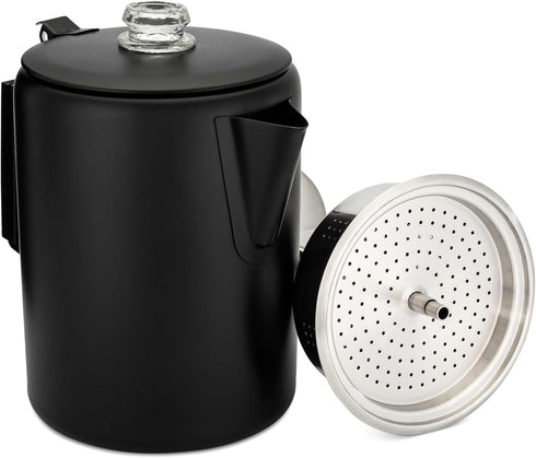 Bozeman [12 COLETTI Black Percolator Coffee Pot Camping Coffee Pot Americas Sleekest Percolator NO Aluminum or Plastic