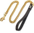 Strong Gold/Silver Dog Chain Leash, 3FT/4FT/5FT, Stainless Steel 12mm Curb Cuban Link with Genuine Leather Handle