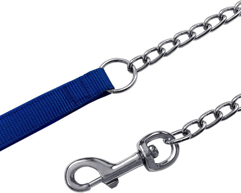 Metal Dog Leash and Collar Set, 4FT Chew Proof Heavy Duty Leash with Soft Padded Handle for Medium Large Dogs