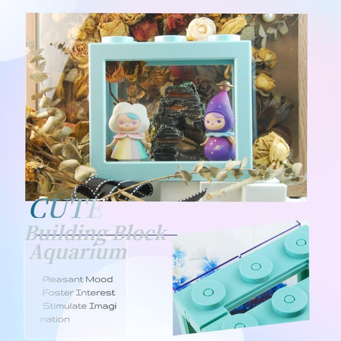 Stackable Mini Fish Tank Aquarium Kit, Small Betta Fish Tank, 3/5 Gallon Rectangular Bowl with Gravel Decoration
