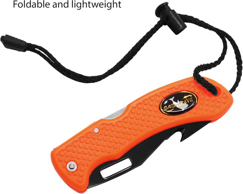 Nami Folding Knife with Wrist Lanyard, Saltwater Resistant for Scuba Diving, Fishing, Hunting, Camping (Black/Titanium)