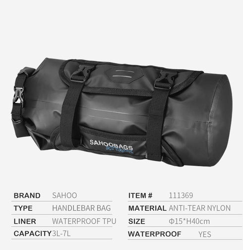 Roswheel Attack Series 111369 Waterproof Adjustable Capacity Bike Handlebar Bag with Detachable Dry Pack, Black