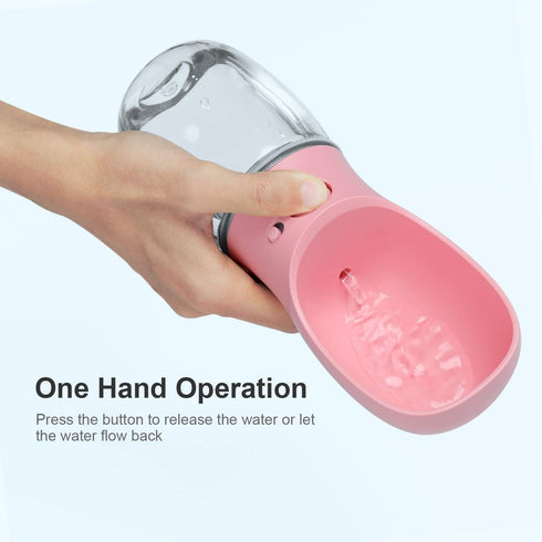 Dog Water Bottle - Leak Proof Portable Pet Water Dispenser for Dogs, Puppy Feeder for Travel (Pink 12oz)