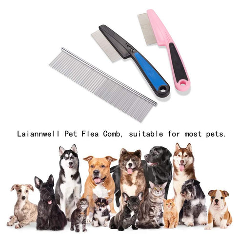 Laiannwell Cat Combs, Professional Grooming Comb for Dog/Cat/Small Pets (3 Packs)