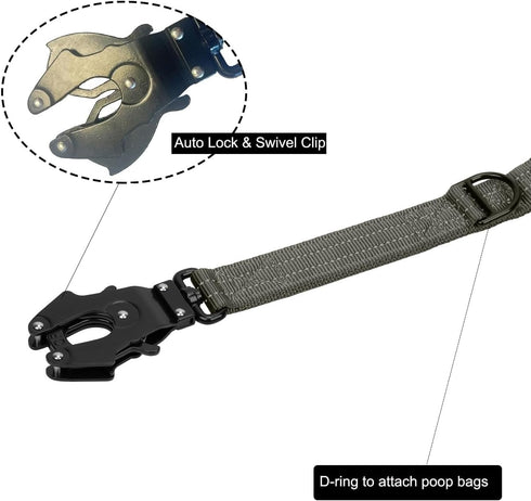 ICEFANG Short Dog Leash - 18 Inch Reflective Nylon Traffic Leash with Padded Handle for Medium Large Dogs No Pull