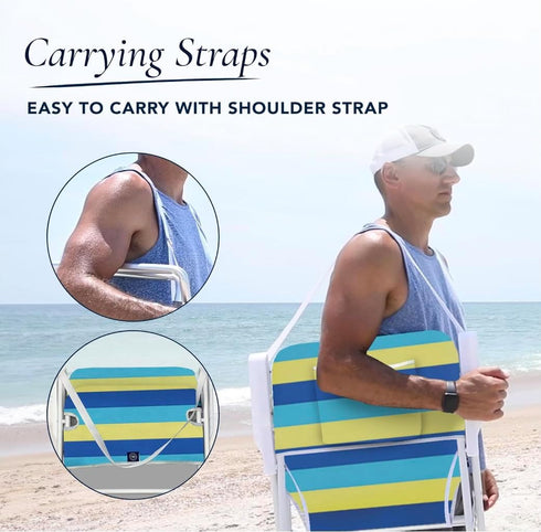 1 200lbs CARIBBEAN JOE Folding Beach Chair, Position Lightweight and Portable Foldable Outdoor Camping Accessories