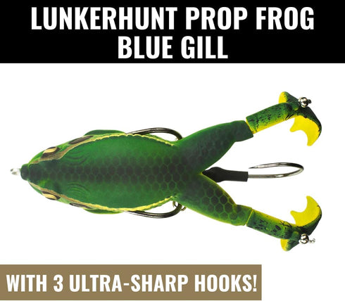 LUNKERHUNT Frog Bait for Bass Fishing, Soft Hollow Body Weedless Frog Lure with Sharp Hooks