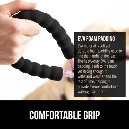Gorilla Grip Heavy Duty Dog Leash - Soft Handle, Strong Reflective Rope for Night Walking, Pink