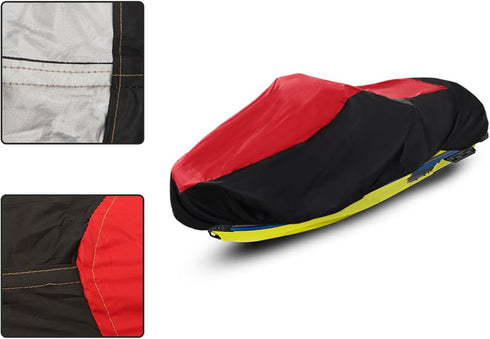 Watercraft Jet Ski Top Cover - Heavy Duty 600D Polyester Trailerable PWC Cover in Red and Black