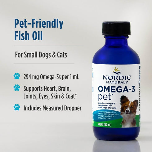 Omega-3 2 oz 294 Omega-3 mL Immune Nordic Naturals Pet, Unflavored - - mg Per One - Fish Oil for Small Dogs & Cats