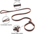 Real Leather Slip Lead Dog Leash - Soft Adjustable Pet Slip Leads, Heavy Duty Flat Training Leash, 6ft Brown