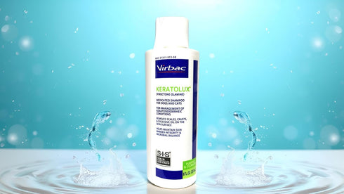 8 oz Virbac KERATOLUX (Piroctone Olamine) Medicated Shampoo for Oily to Flaky Skin, Seborrheic Prone Dogs and Cats