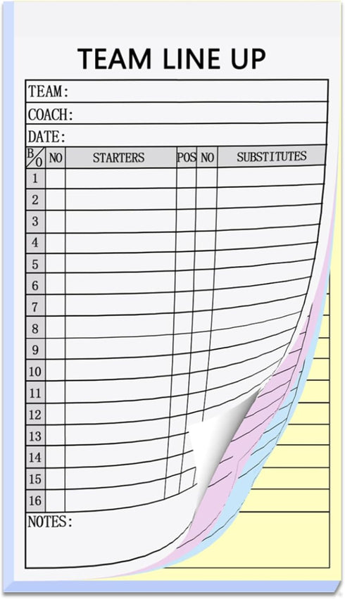 XUEJITECH Baseball/Softball Lineup Cards, 4-Part Carbonless Copies with Tearing Line, 150 Games with