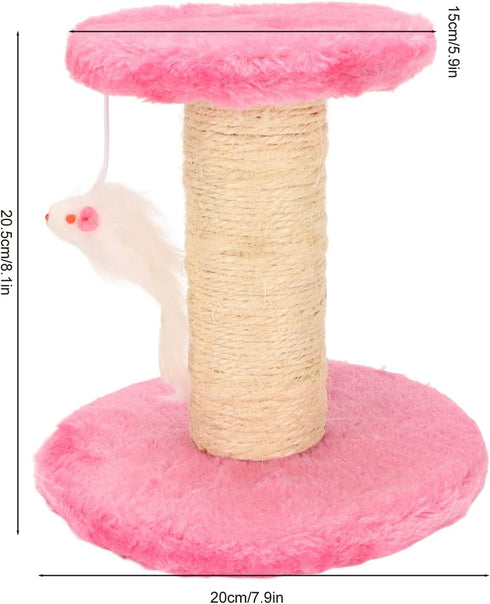 Cat Scratching Post Interactive Soft Plush Sisal Rope Cat Tree Cat Scratch Post Cat Climbing Tower Cat Activity Tree for Indoor Cats Kittens (Pink)