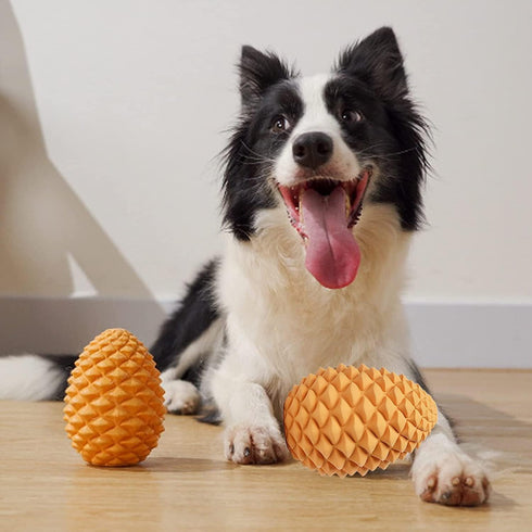 Mewajump Heavy Duty Pinecone Durable Natural Rubber Dental Teeth Cleaning Dog Feeder Chew Toy for Large Medium Dogs
