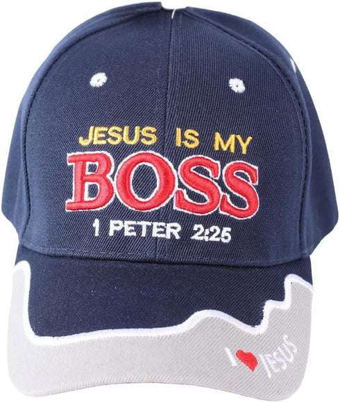 Jesus is My Boss | Inspirational Christian Baseball Hat for Men Women, Adjustable Velcro Strap