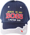 Jesus is My Boss | Inspirational Christian Baseball Hat for Men Women, Adjustable Velcro Strap