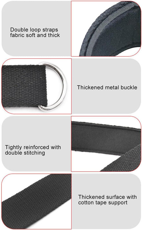 Pilates Straps Pack of 2, Anti-Slip Double Loop D Ring Straps for Home Gym Workout Yoga Exercise Accessories