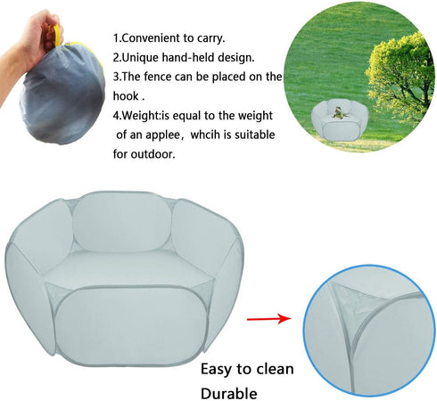 Small Animal Cage Tent Playpen with Fabric, Breathable Transparent Pet Playpen, Portable Yard Fence for Outdoor/Indoor