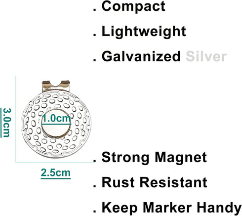 Magnetic Golf Hat Clips, 5 or 10 PCS Ball Marker Holders for Golf Gloves, Hats, Bags, Caps, Visor (Silver)