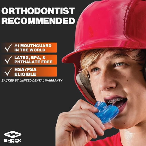 Shock Doctor Adult Mouth Guard for Braces | Comfortable Protection in Blue