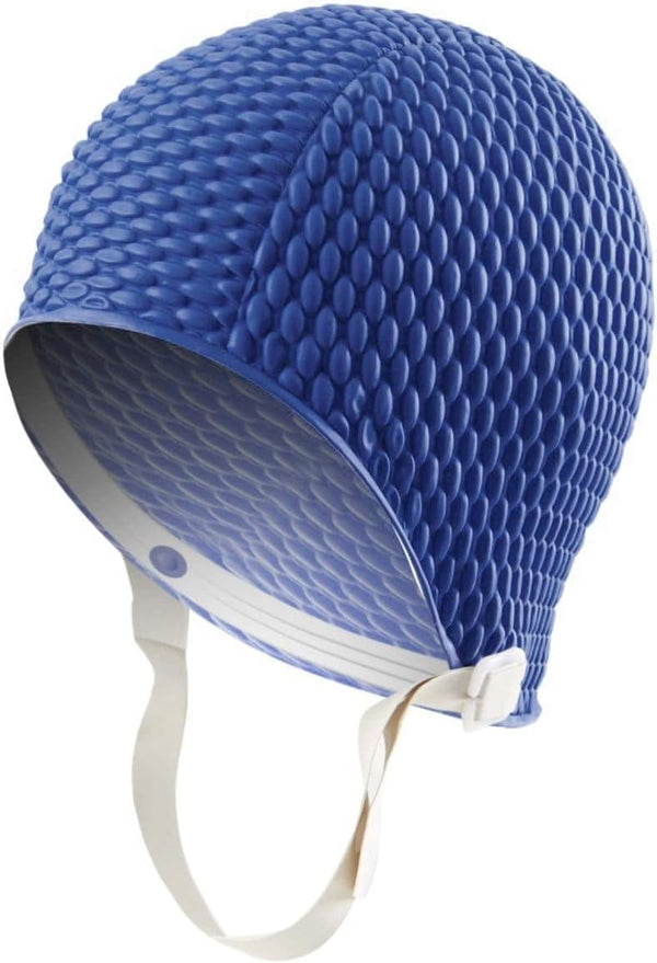 Sporti Bubble Swim Cap, Women Bathing Cap with Protection, Anti-Slip Grip, Latex/Rubber, Keeps Head Warm