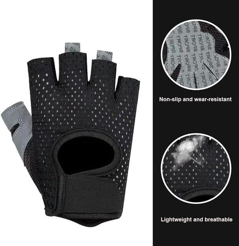 INOGIH Women's Lightweight Fingerless Gym Gloves - Breathable Workout Gloves for Training