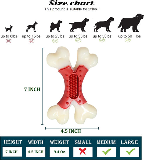 Beef Flavor Durable Nylon Bone Dog Toy for Medium and Large Breeds (RED)
