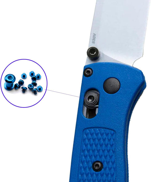 Titanium Screw Kit with Stainless Pocket Clip for Benchmade Bugout 535 (Blue)