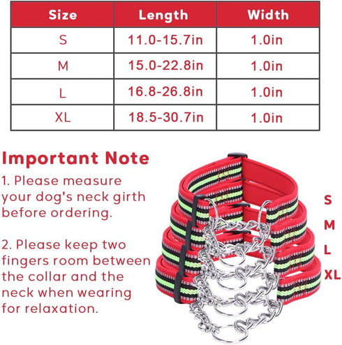 Reflective Martingale Dog Collar, Adjustable Soft Neoprene Padded Nylon Collar for Medium and Large Dogs (Rose Red)