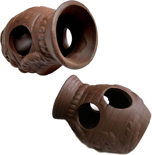 Ceramic Shelters 2 Pcs, Fish Tank Accessories, Swim Holes Aquatic Cave for Freshwater and Saltwater Fish